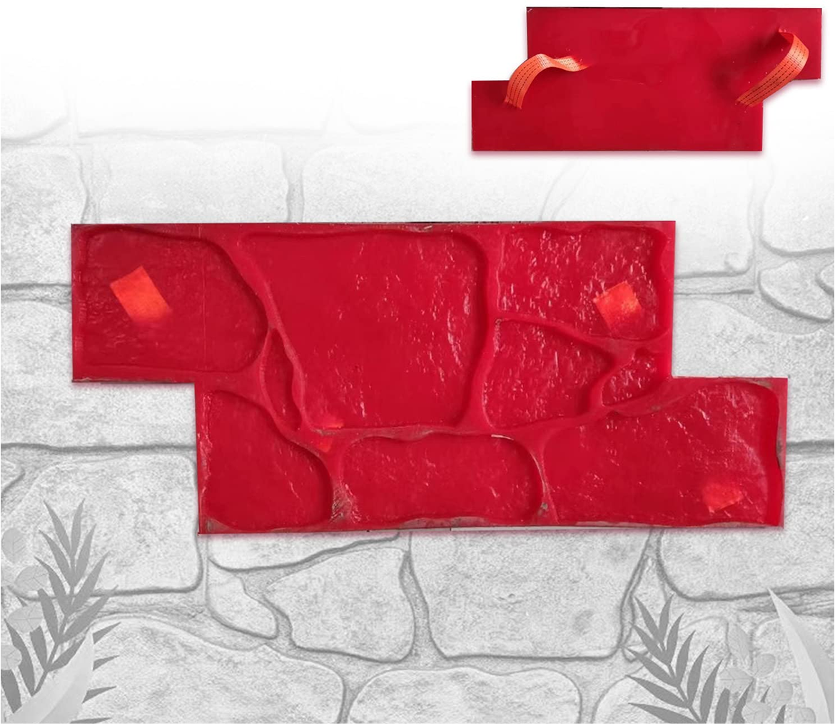A red brick stamp is sitting on a stone wall