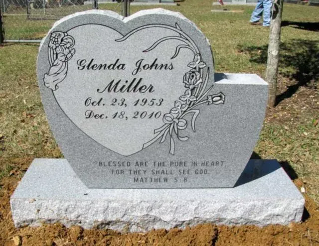 A Heart-shaped Gravestone for Glenda Johns Miller – Canton, MS – Davidson Marble & Granite