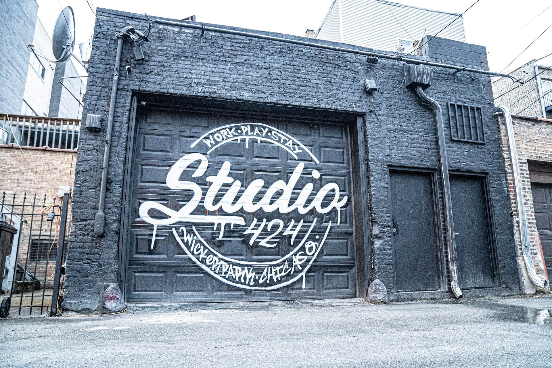 Black brick building with