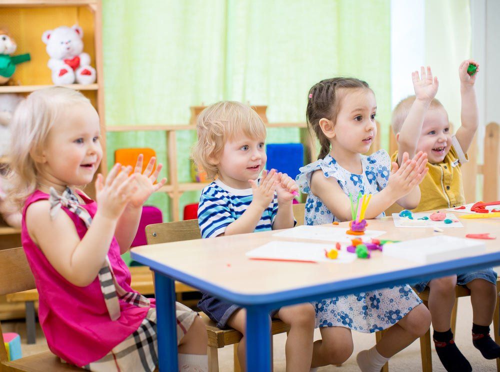 Kids Group Learning Arts And Crafts In Day Care Centre — Grandma Rosie’s Quality Long Day Care In Wollongong, NSW