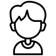 Icon of a person with short hair, shoulders, and a round neck.