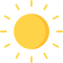 Yellow sun with radiating rays.