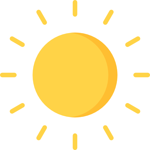 Yellow sun with radiating rays.
