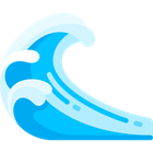 Blue wave with white crests, a symbol of water and motion.