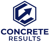 Concrete Results logo with navy hexagon and arrow above the company name