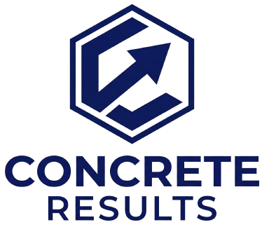 Concrete Results logo with navy hexagon and arrow above the company name