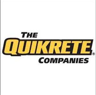 The quikrete companies logo is yellow and black on a white background.