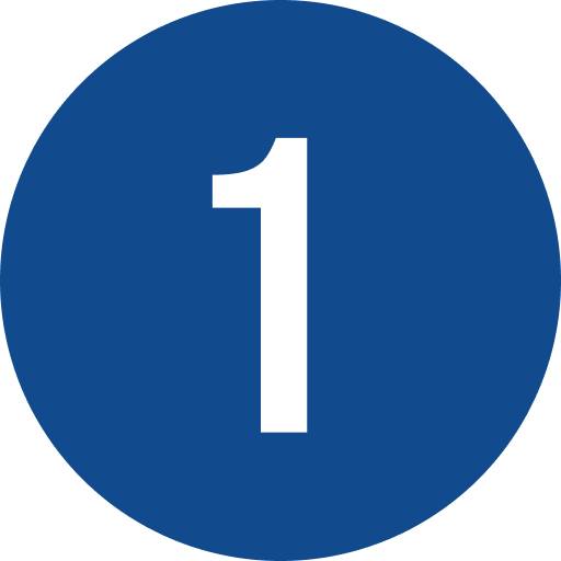 Blue circle with white number 1.