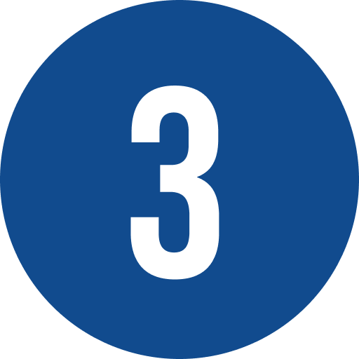 White number 3 inside a blue circle.