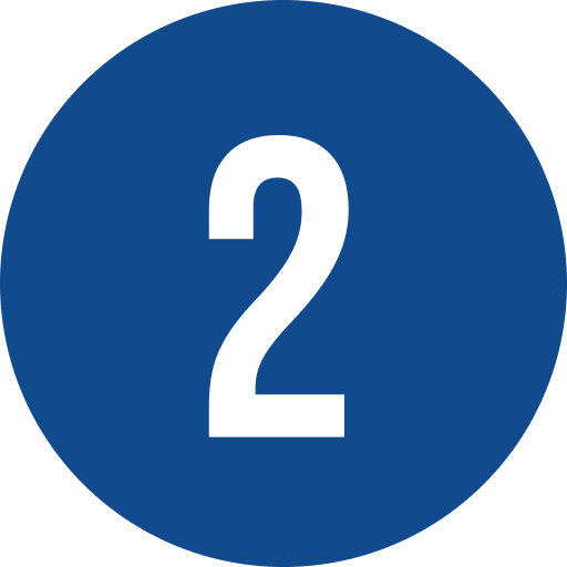 White number 2 in a blue circle.