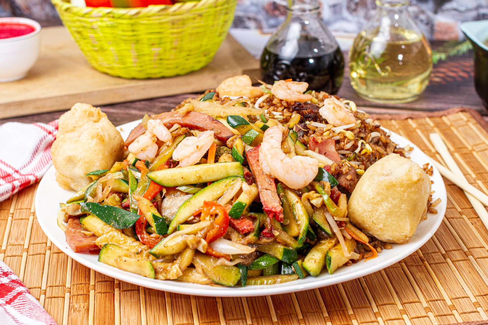 mix verduras con camaron