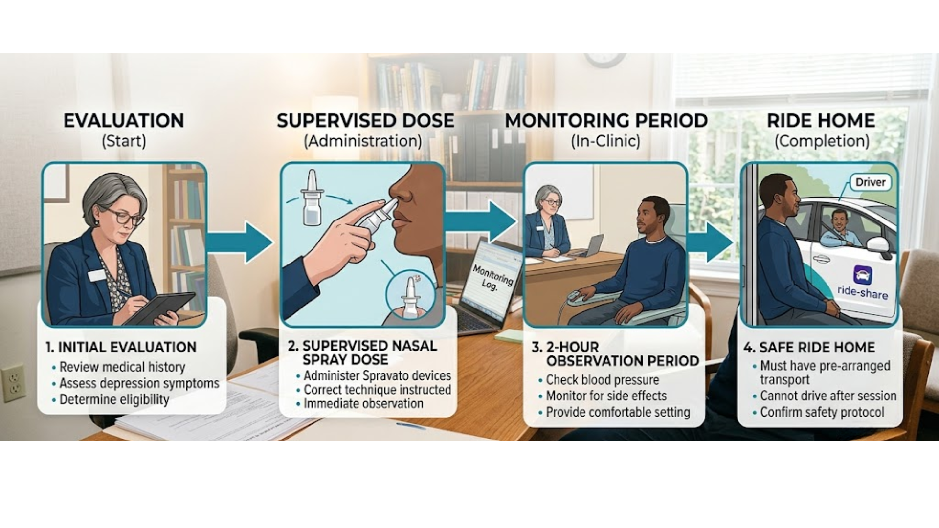 Spravato treatment process infographic