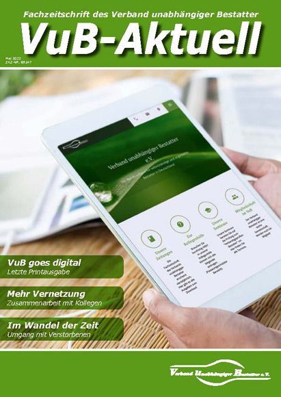 Titelbild VuB-Aktuell 2023 Ausgabe 1 (Fachzeitschrift für Bestatter)