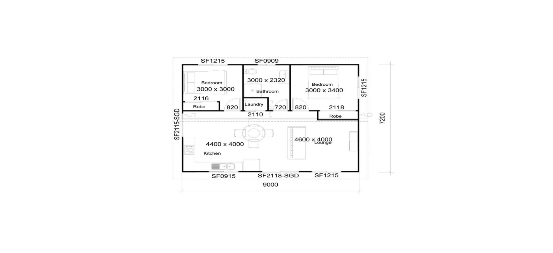 Illustration of a dark gray house with a white roof on a grassy lot with a wooden deck. The text