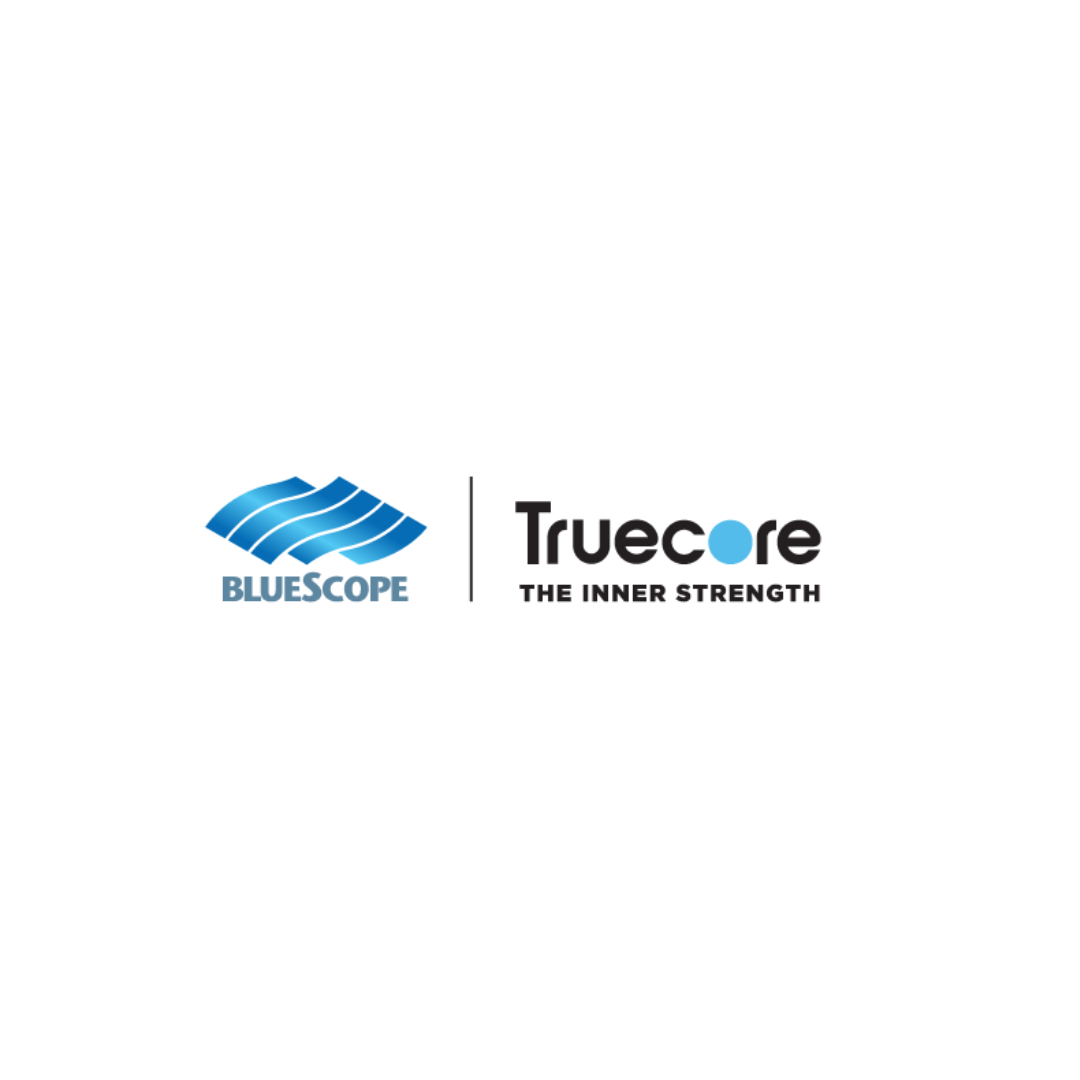 BlueScope Truecore logo with blue waves symbol and text