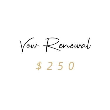 Vow Renewal text in black script with
