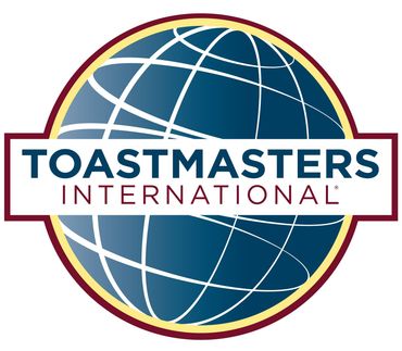 Toastmasters International logo with blue globe and maroon-gold border