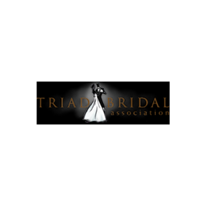 Triad Bridal Association logo with bride silhouette on black background