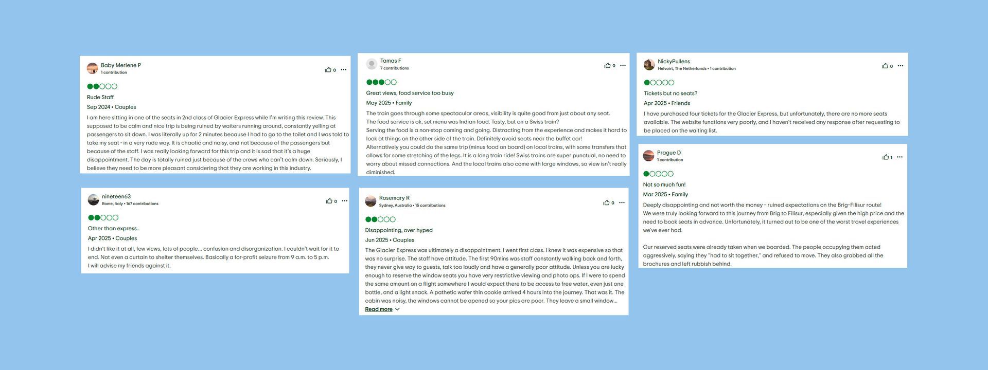 Negative Reviews for the Glacier Express
