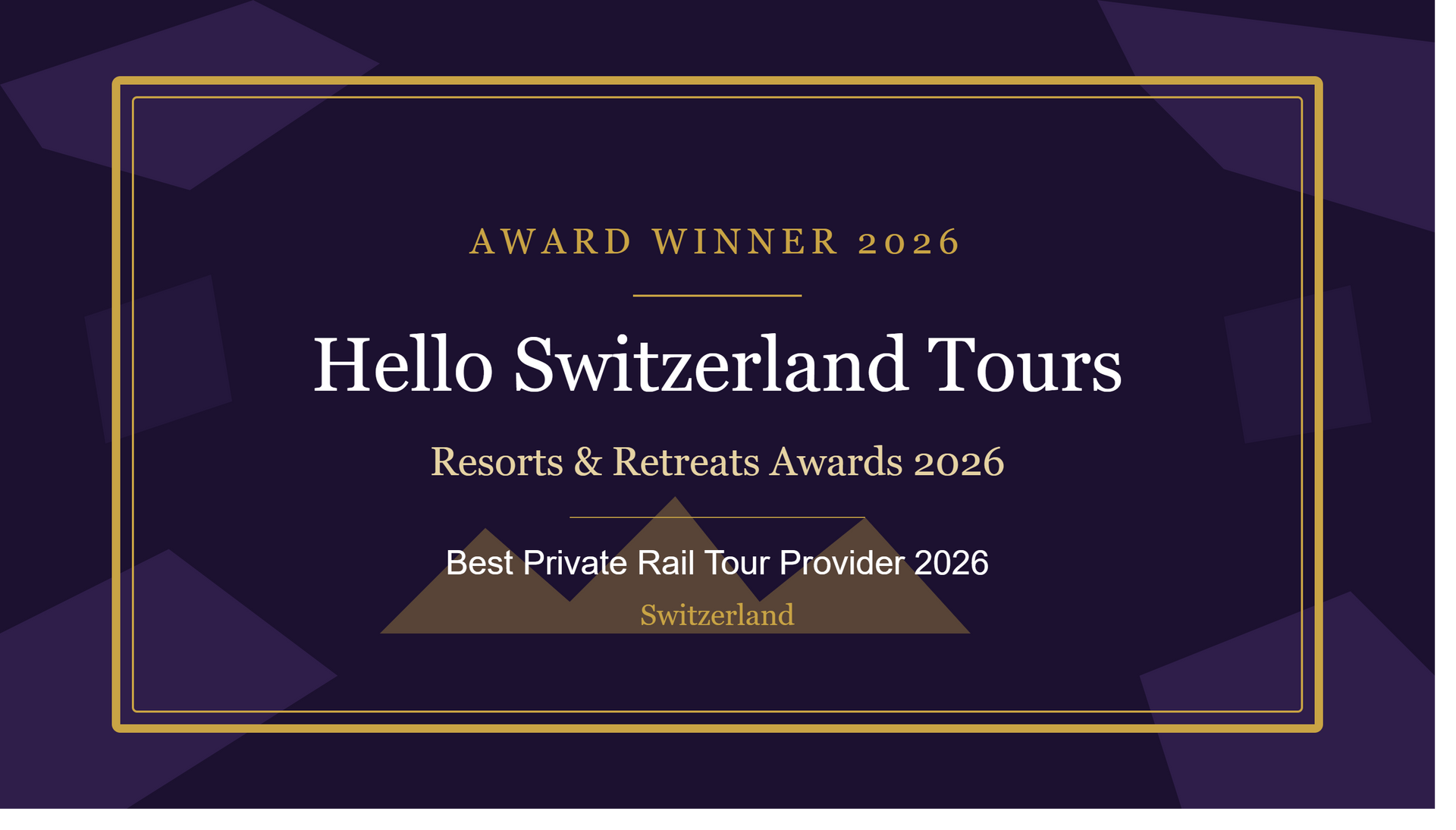 Award for LuxLife Magazine's Best Private Rail Tour Provider 2026
