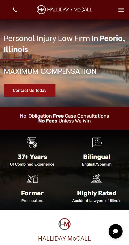 Personal Injury Law Website Mobile Preview