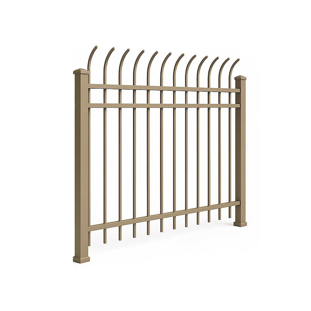 Commercial spear top ornamental fence rendering by McConnie Fence
