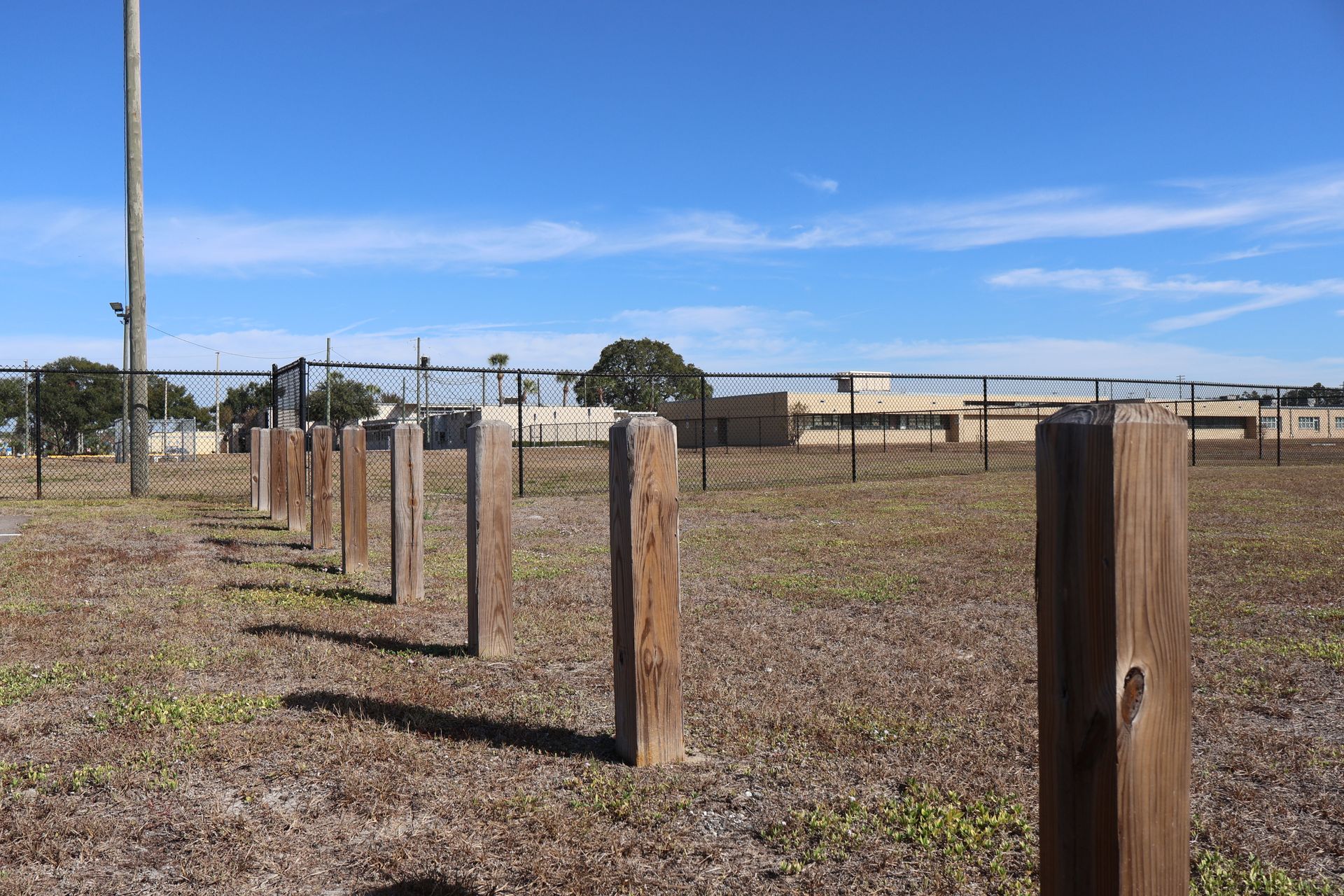 Commercial wood bollards installation in Tampa, FL