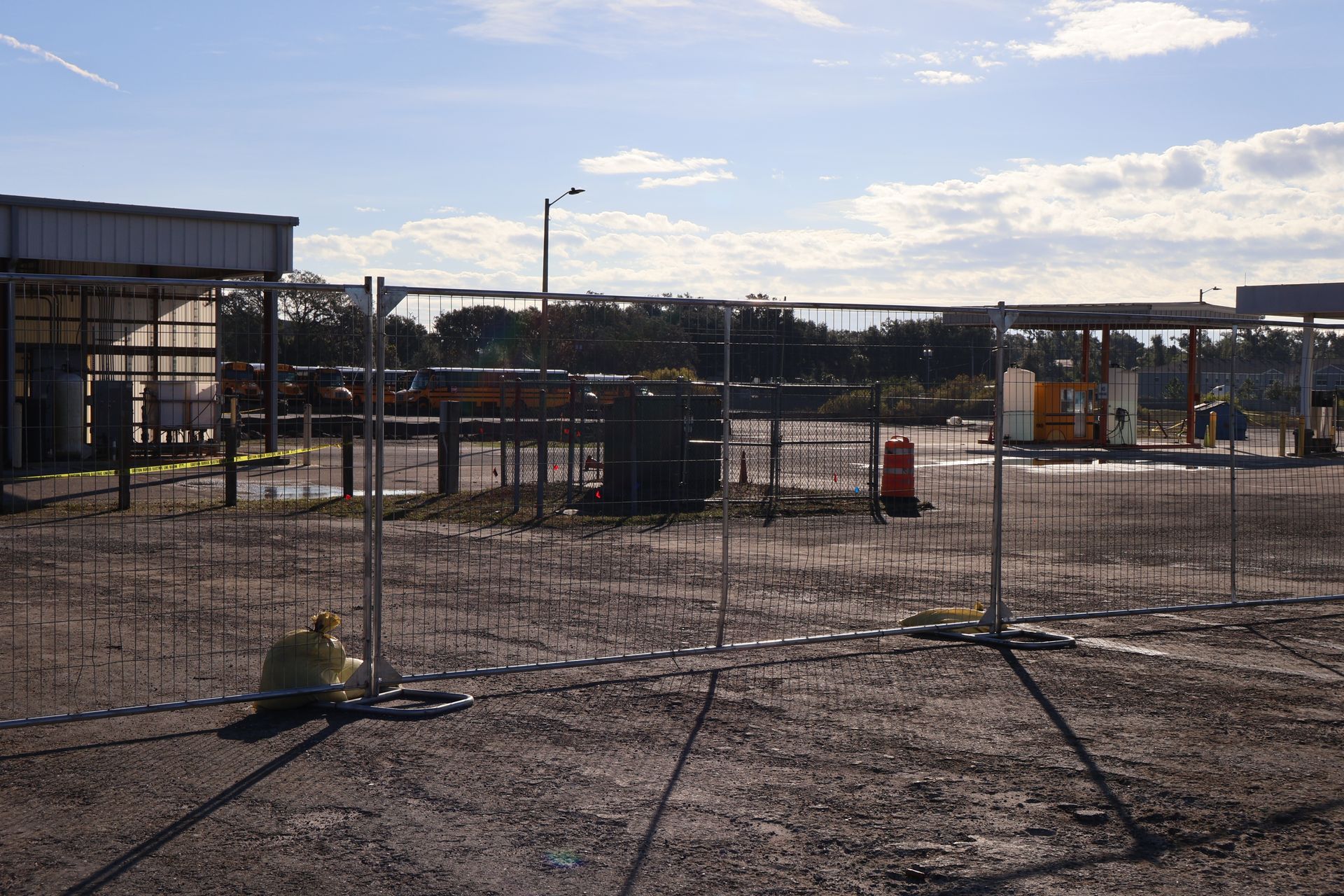 Commercial temporary fencing at Alonso High School in Tampa, FL