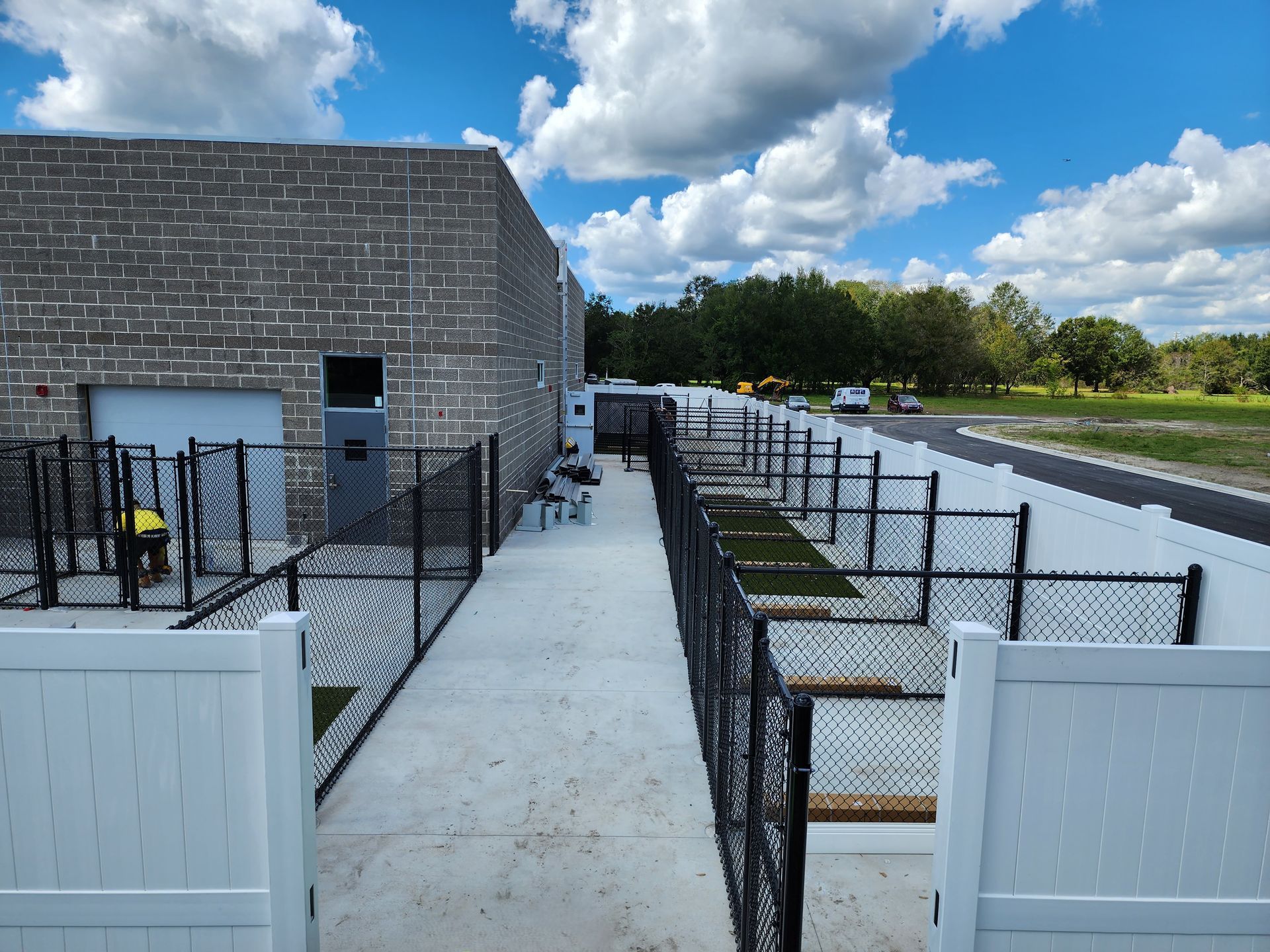 Commercial chain link fencing installed for pet suites in Valrico, FL