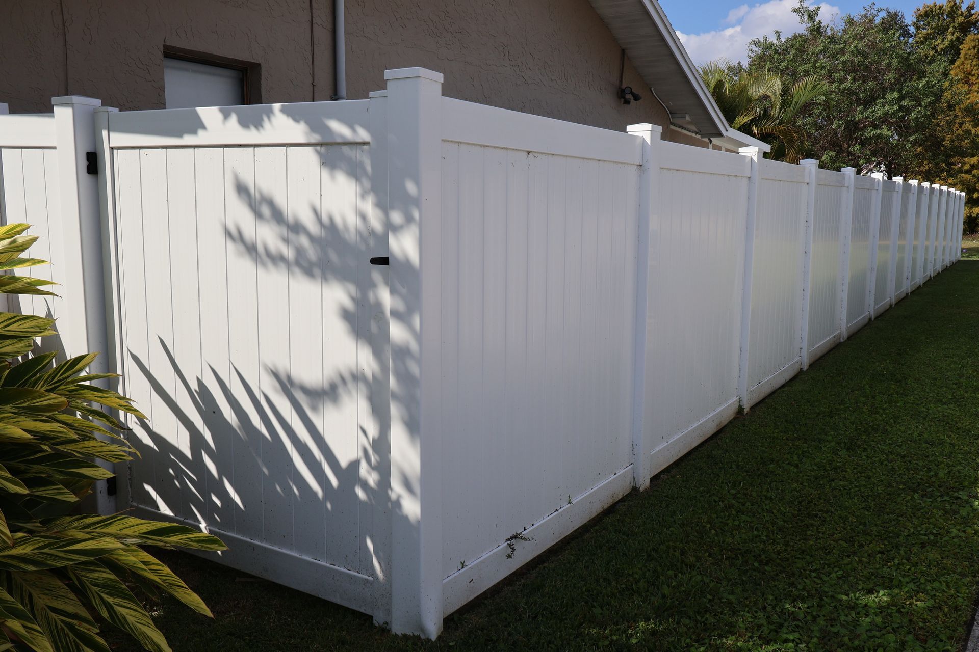Residential PVC/Vinyl privacy fence with gate installation in Tampa, FL