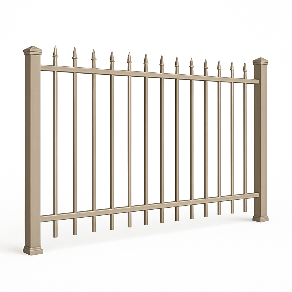 Spear top ornamental aluminum fence rendering by McConnie Fence