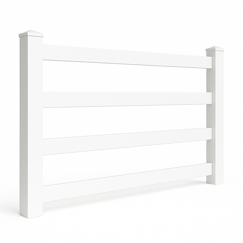 White vinyl post and rail fence by McConnie Fence