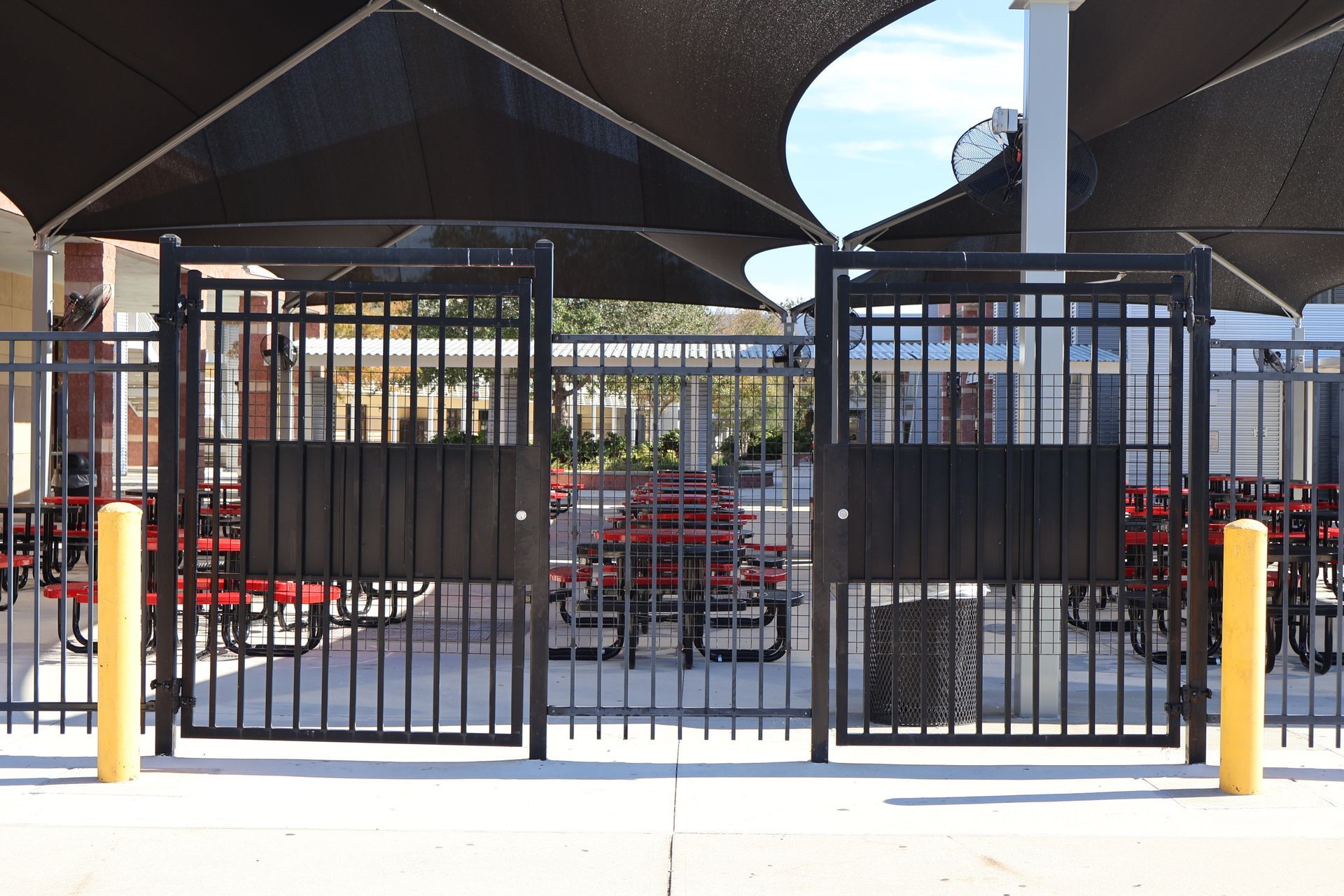 Commercial aluminum fence and gate installation in a Tampa, Florida school