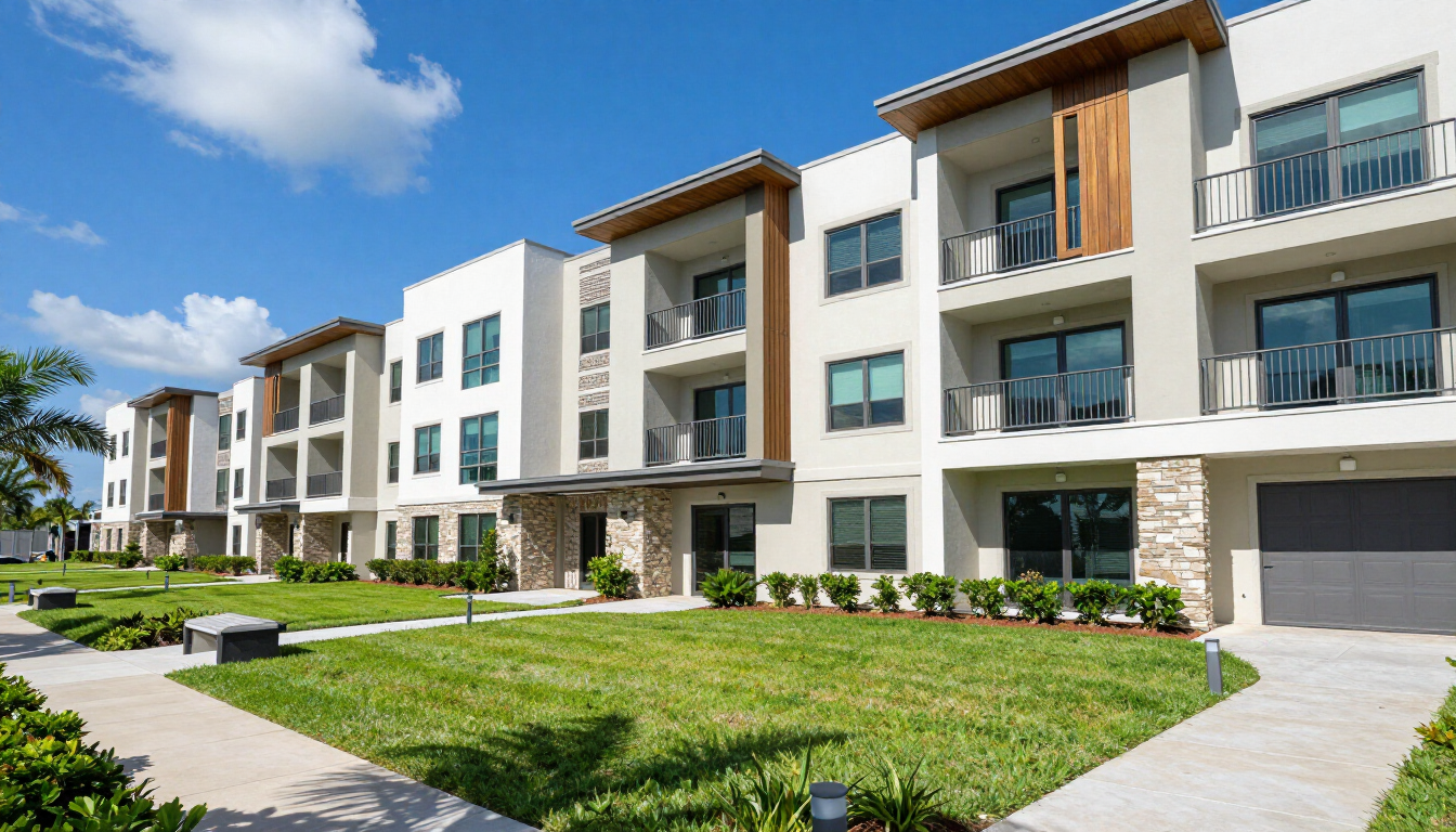 Modern residential building in Florida representing property management services.