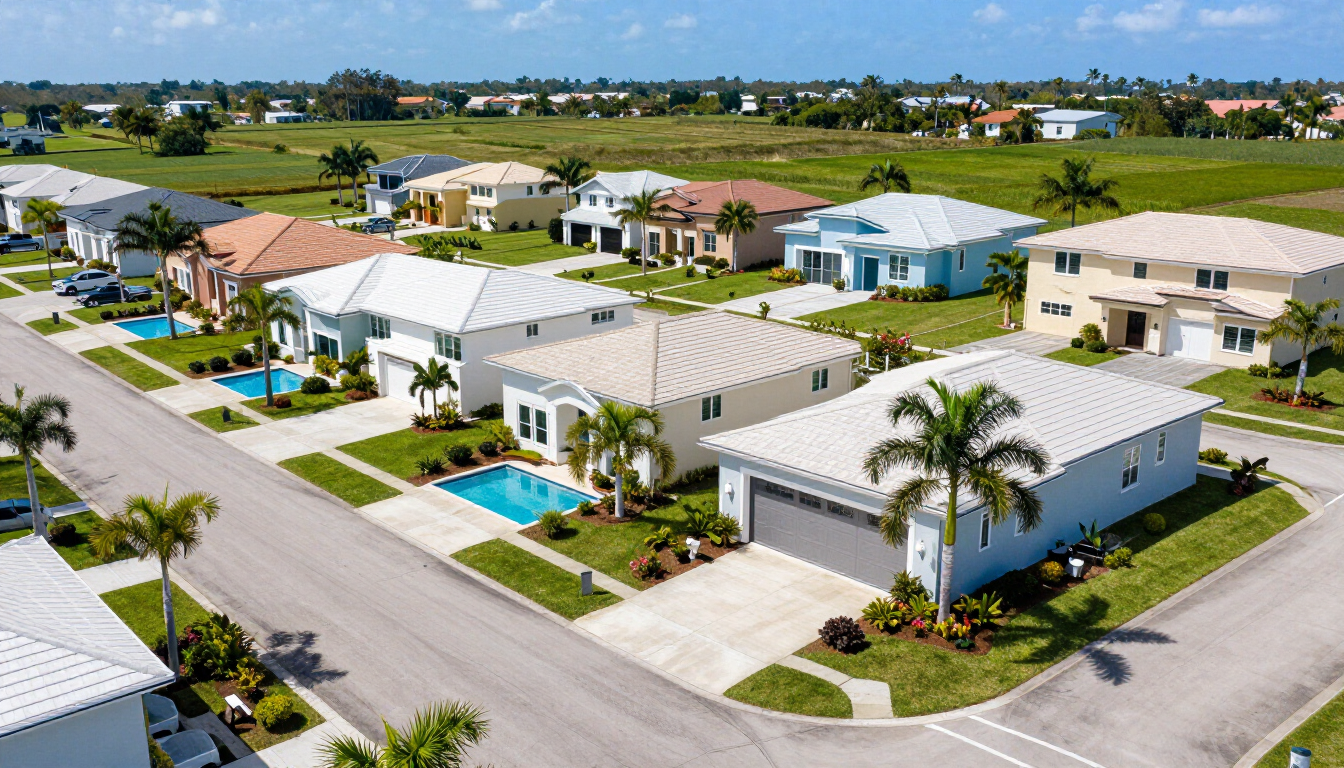 Aerial view of a Florida residential neighborhood