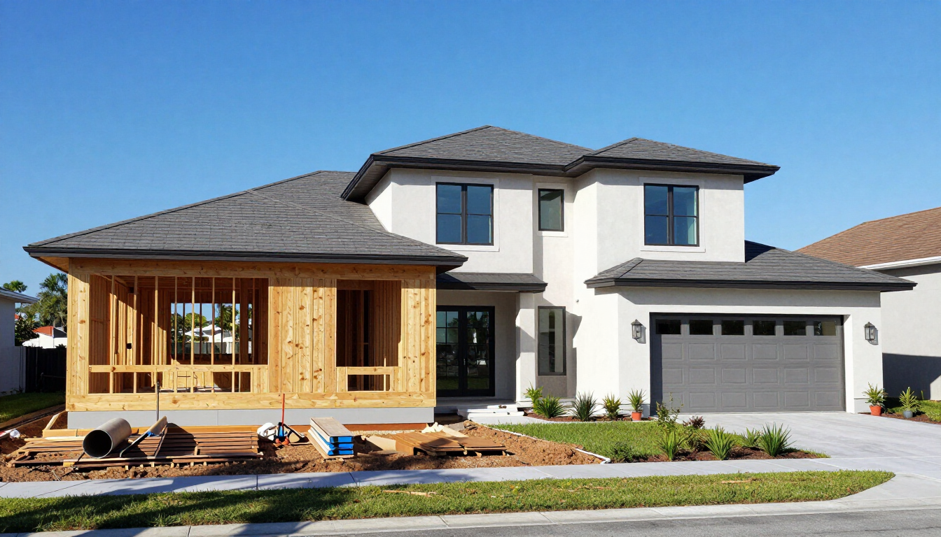 New home construction site in Florida comparison
