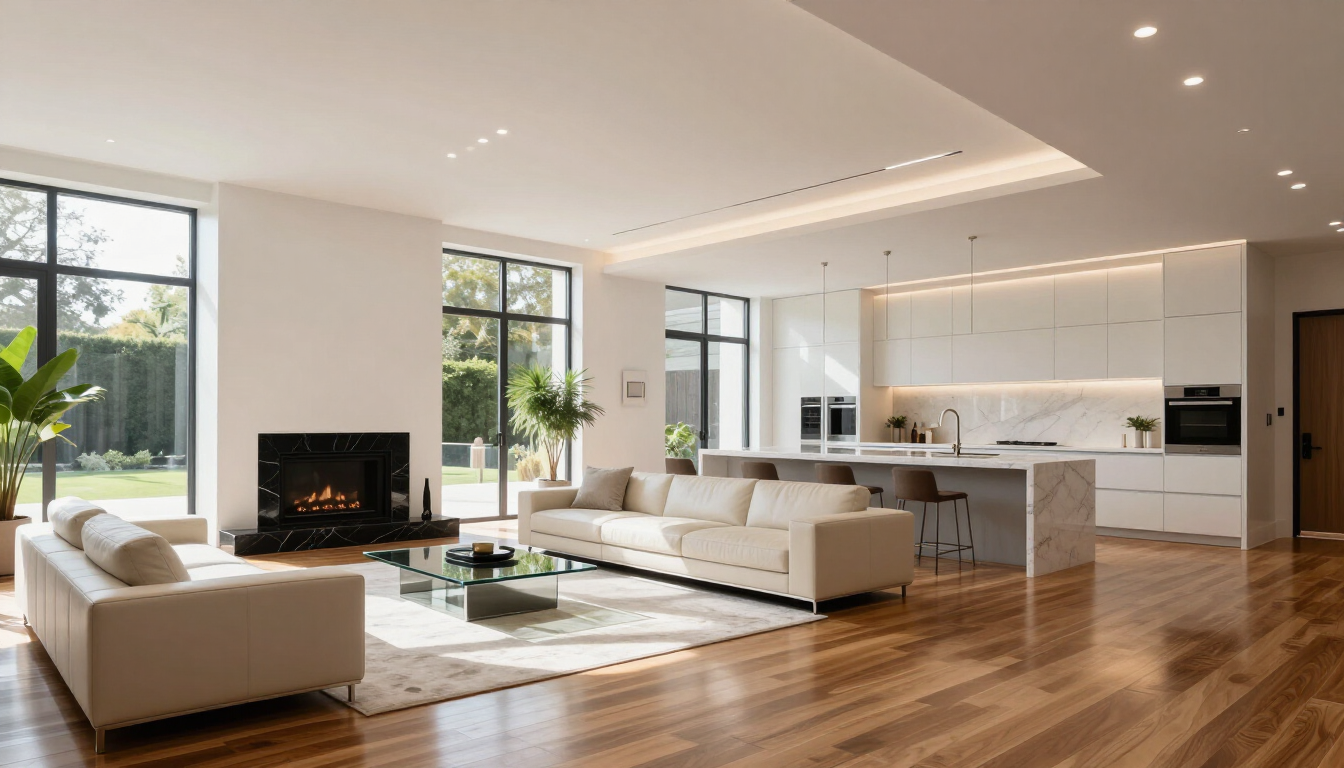 Modern renovated kitchen interior showing high quality finishes