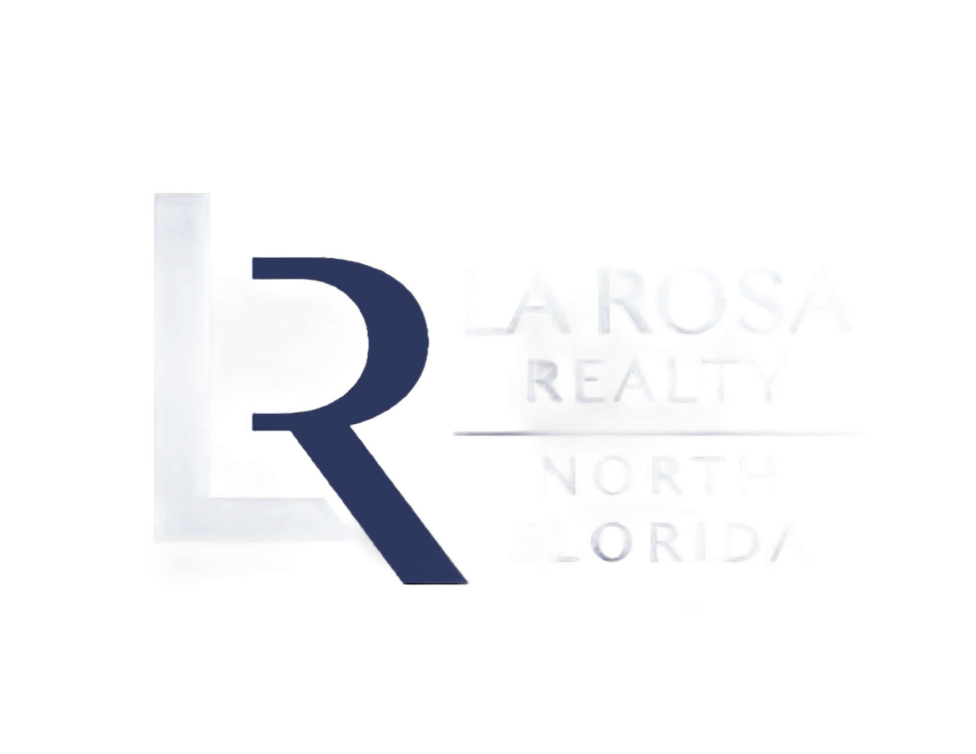 La Rosa Realty logo with a dark blue R and faint white text on a white background