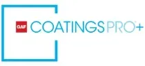 GAF CoatingsPro+ logo with teal bracket and red GAF square on white background
