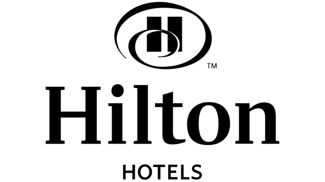 Hilton Hotels logo in black, with stylized “H” icon above the word “Hilton”