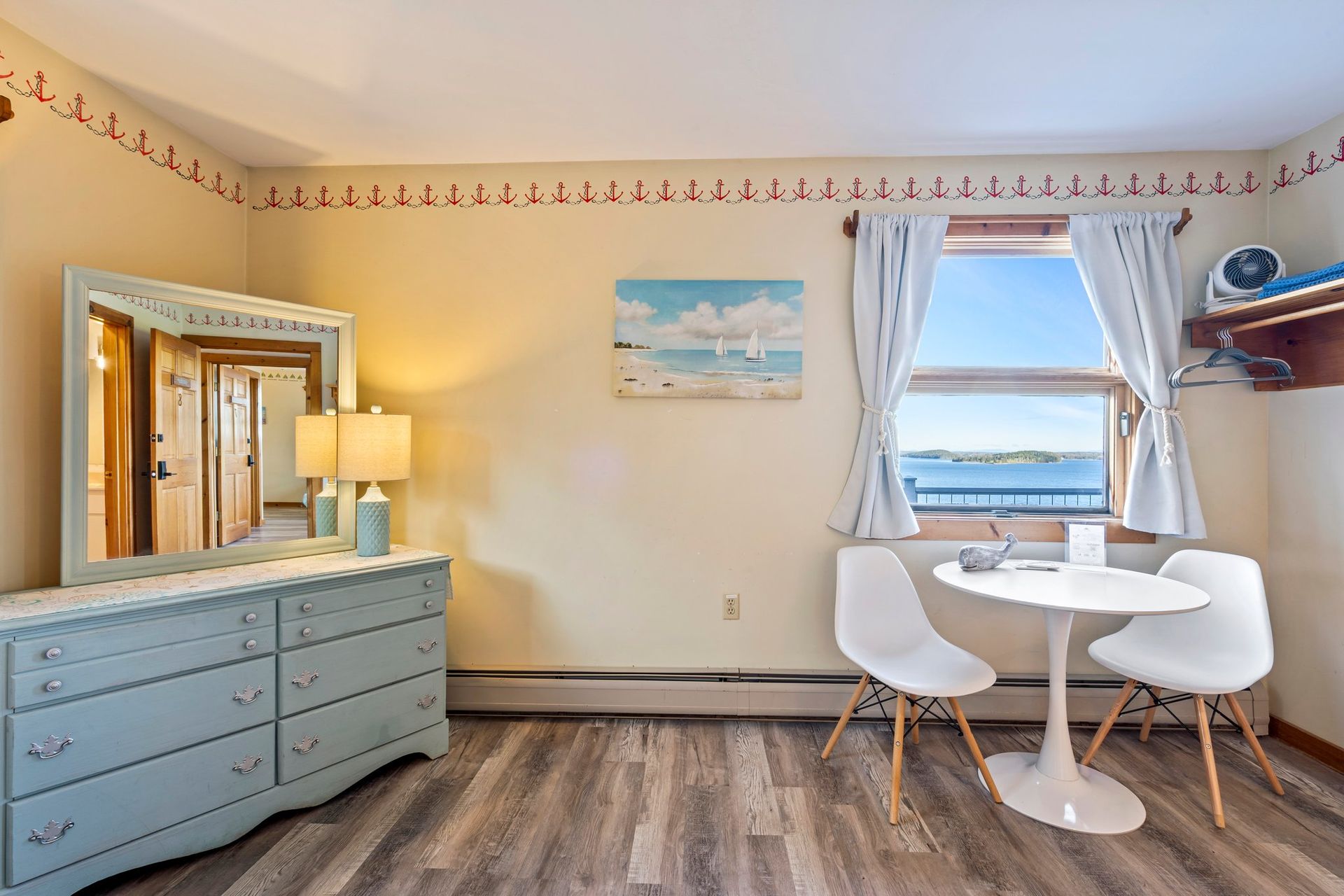 Stay in Bay View Room at the Bluff House Inn and enjoy magnificent sunsets and ocean views.