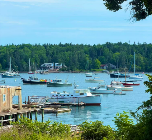 Ferry boat in Frenchman Bay going from from Winter Harbor to Bar Harbor