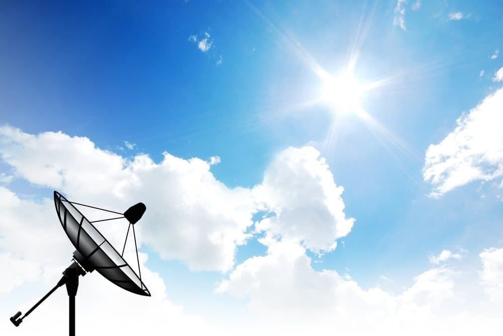 A Satellite Dish Against A Blue Sky With Clouds — Coastwide Antennas In Killcare, NSW