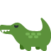 Green cartoon crocodile with open mouth and spotted back, standing on a white background