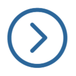 A blue arrow in a blue circle on a white background.