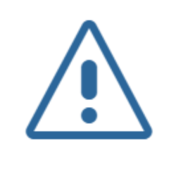 A blue triangle with an exclamation point inside of it.