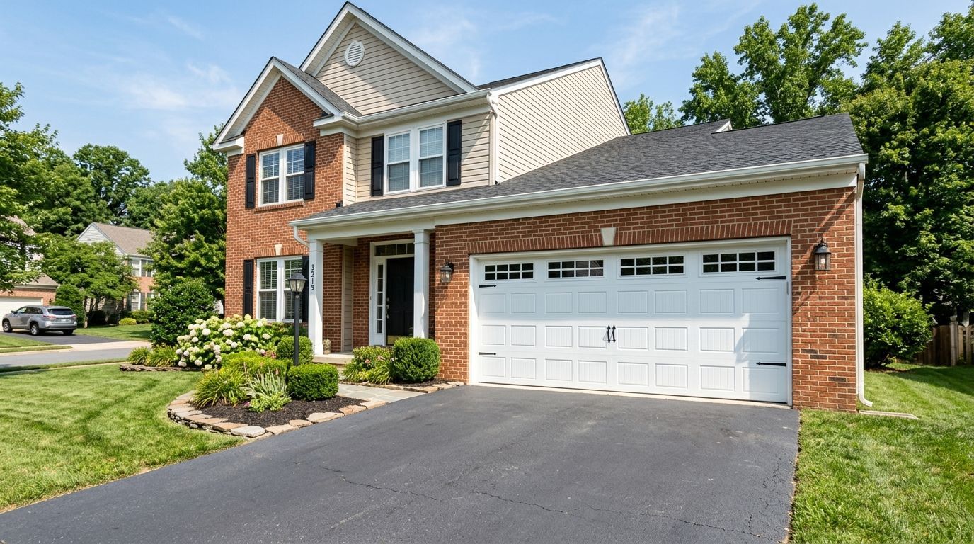 Residential garage door in Sterling VA undergoing maintenance inspection