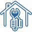 a house with a wrench and screwdriver inside of it .