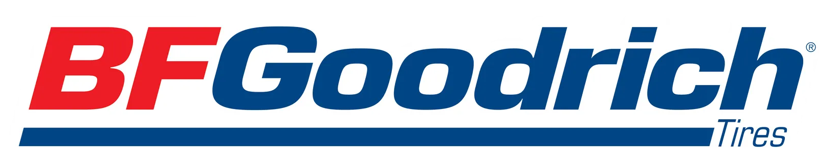 BFGoodrich Tires logo in red and blue text with a red underline on a white background