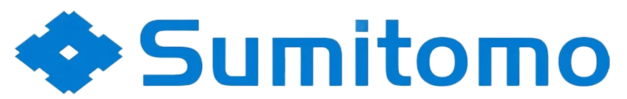 Blue Sumitomo logo with a geometric icon and the word “Sumitomo” in blue text